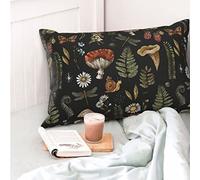 CALHogar Federa per cuscino a forma di fungo, 30,5 x 50,8 cm, nera, applicata, floreale, rettangolare, tema natura, cerniera, decorazione per la casa per tutte le stagioni