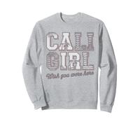 Cali Tshirt Girl California Beach Summer Vacation 70s Retro Felpa