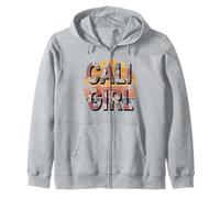 Cali Tshirt Girl California Beach Summer Vacation 70s Retro Felpa con Cappuccio
