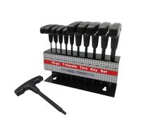 CALIBAN Set di chiavi esagonali con impugnatura a T, con manico nero, 10 pezzi, T7-T40