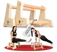 Calibarzz - Barre parallele e maniglie per flessioni in legno, 3 altezze, per esercizi a casa e all'aperto
