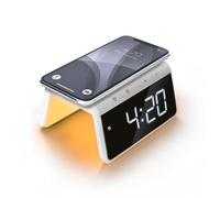 Caliber Sveglia Digitale con Luce, Display dimmerabile, Doppio Allarme e Stazione di Ricarica Rapida, per Bambini e dormienti, Allarme Forte, Orologio Digitale