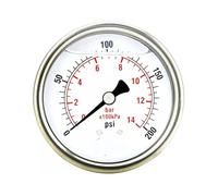 Calibro 2", cassa in acciaio inossidabile, riempimento di liquido, montaggio posteriore, 200 PSI -