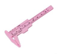 Calibro a corsoio in plastica, 0-80 mm, righello a doppia scala con marcature in millimetri e pollici per misurare profondità, altezza, diametro interno ed esterno in gioielleria (rosa)