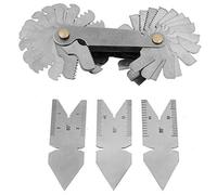 Calibro a Passo di Vite in Acciaio Inossidabile 52 Fogli + 2 Pezzi 60 ° + 1 Pezzi 55 ° Set di Strumenti per manometri, attrezzo di misurazione del Calibro per Tappo filettato metrico + Imperiale