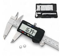 Calibro Digitale Centesimale Professionale in Acciaio da 150mm, Micrometro Elettronico Digitale di Precisione con Display LCD per Misurazione Esterna, Interna, Profondità e Spessore