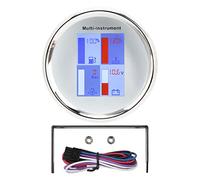 Calibro multipla digitale calibro multipla 85 mm temperatura dell'acqua di pressione del carburante tensione olio retroilluminazione LED LED IP67 Glaia anti nebbia in aiaio (Cadran blanc couvercle