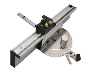 Calibro per troncatrice, regolabile, da banco, con recinzione e fermo, adatto per fessure standard per troncatrici, angolo di 60° per taglio di precisione