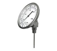 Calibro PIC B5A2-JJ 5" Quadrante, 20/240°F e -7/116°C, lunghezza stelo 2", connessione angolare regolabile, cassa in acciaio inossidabile, termometro bimetallico con stelo in acciaio inossidabile 316