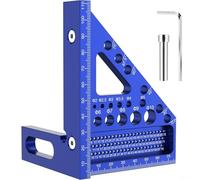 Calibro quadrato per la lavorazione del legno, 3D, multifunzione, in lega di alluminio, con misurazione dell'angolo e fori per tasselli in blu