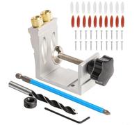 Calibro tascabile in metallo a 15°, angolo di foratura regolabile, per fori obliqui e collegamenti a vite precisi nella costruzione di mobili e fai da te con morsetti e accessori (Sliver)