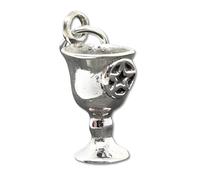 Calice Calice Tazza Charm Argento Sterling 925 3d Pentacolo Pagano Wiccan...