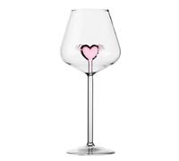 Calice da vino a forma di cuore rosa, elegante calice con design a cuore 3D, calici in vetro trasparente per vino, champagne, regali romantici e cene a casa (amore, 500 ml)