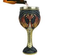 Calice da vino con drago, in acciaio inossidabile, bicchiere da vino con drago gotico, elegante calice per vini con draghi, da collezione per amanti della fantasia, decorazione per feste in