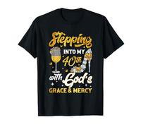 Calice da Vino Dorato Stepping Into My 40th Birthday Like A Queen Maglietta