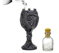 Calice del drago - Calice da vino medievale, bicchiere in acciaio inossidabile con drago in rilievo 3D, con stelo magico | Recipiente per bere creativo, bicchiere da vino multiuso sicuro, ideale