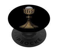 Calice divino cattolico e ospite con cristogramma IHS PopSockets PopGrip Adesivo