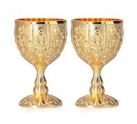 Calice d'oro da 2 pezzi, tazza di vino in rilievo in metallo vintage Calice fatto a mano Tazza da liquore di vino in rilievo Bicchiere da colpo per cucina, casa, bar(Oro)