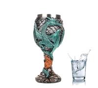 Calice Drago Medievale - Coppa da Vino in Resina in Acciaio Inossidabile, Calici Recipiente per Bere Fantasia Alto 7,28 Pollici, Calice Multiuso Creativo, Calce Viola Oro Nero Rosso Verde Argento | C