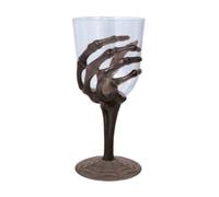 FIESTAS GUIRCA | Calice di Vino Trasparente con Manico a Scheletro (18,5 cm) - Decorazione da Tavola Riutilizzabile per Feste di Halloween e Celebrazioni a Tema Scheletro - Nero e Trasparente