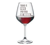 Calice vino con incisione Papà - sono il papà più bello del mondo - festa del papà - bicchiere in vetro chiaro, capienza 500 ml