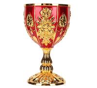 Calice Vintage, Calice da Vino da Comunione in Oro, Modello Floreale in Rilievo in Lega di Zinco Alto 4 Pollici, Ornamenti retrò Medievali per Feste, Banchetti, Bar (Rosso Oro)