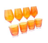 Calici + bicchieri in vetro colorato arancio set 8 pezzi cl. 50 + cl.30