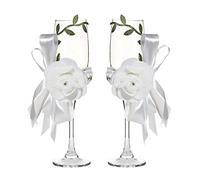 Calici da vino con camelia bianca pura, da 200 ml, fatti a mano, per sposi e sposo, per brindisi, regali di nozze, regali di coppia, decorazioni per matrimoni (bianco-C)