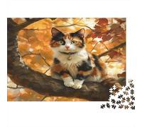 Calico Cat on Branch 1000 Pezzi Cartolina Premium Set Di Puzzle Pacchetto Valore Sfida Educativa Decorazione Murale Idea Regalo 52x38cm/1000pcs