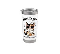 Calico Cat Overthinking Iced Coffee Design Bicchiere termico in acciaio inox doppia parete