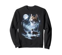 Calico Cat Ululando alla Luna Anni '90 Retro Felpa