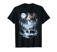 Calico Cat Ululando alla Luna Anni '90 Retro Maglietta