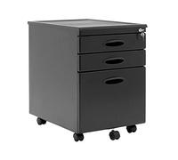 Calico Designs - Armadietto in metallo con 3 cassetti assemblato (eccetto le rotelle) per documenti legali o lettere con vassoio organizer per forniture in nero