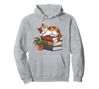 Calico - Gatto che fa un sonnellino sui libri che legge, carino per lettore Felpa con Cappuccio