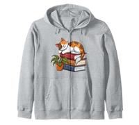 Calico - Gatto che fa un sonnellino sui libri che legge, carino per lettore Felpa con Cappuccio