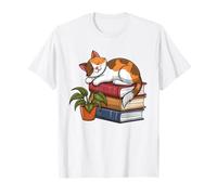 Calico - Gatto che fa un sonnellino sui libri che legge, carino per lettore Maglietta