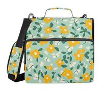 Calico giallo e verde 3 anelli 3,8 cm organizzatore raccoglitore con manico impermeabile portfolio portatile per scuola e ufficio