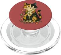 Calico - Luci natalizie aggrovigliate a forma di gatto PopSockets PopGrip per MagSafe