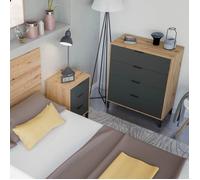 Cassettiera 4 Cassetti 94x78x40 Comodino Effetto Legno Rovere E Antracite Enzo