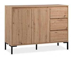 CaliCosy Credenza a 2 ante con 3 cassetti e 1 ripiano L120 cm - Plock
