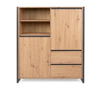 CREDENZA MOBILE 120XP40XH140 CM QUERCIA ANTRACITE 2 ANTE CASSETTI VANI RIPIANI