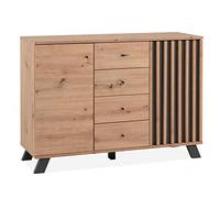 Calicosy DEINE TANTE EMMA 003403 Medan 01B - Cassettiera in legno di quercia Artisan Nb/antracite, ca. 120 x 85 x 37,5 cm