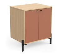 CaliCosy Mobile sottolavabo bagno con scomparti, 2 porte waterproof in legno - gamma ELISA Made in France - Colore Terracotta & Rovere Vincenza - 70 x 80 x 50 cm