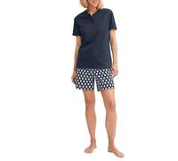 CALIDA Daylight Dreams - Pigiama Corto da Donna, 100% Cotone, Peacoat Blue, 40-42