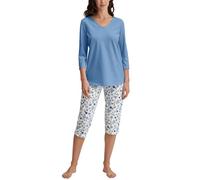 CALIDA Flower Nights Set di Pigiama, Riviera Blue, 36-38 Donna