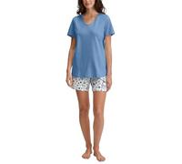 CALIDA Flower Nights Set di Pigiama, Riviera Blue, 48-50 Donna