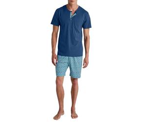 CALIDA Relax Imprint - Pigiama Corto da Uomo, 100% Cotone, Pottery Blue, 46-48