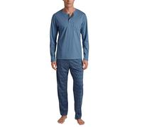 CALIDA Relax Imprint - Pigiama Lungo da Uomo, 100% Cotone, Pantaloni con Elastico in Vita, Coronet Blue., 46-48