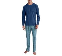CALIDA Relax Imprint - Pigiama Lungo da Uomo, 100% Cotone, Pottery Blue, 54