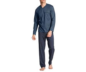 CALIDA Relax Imprint - Pigiama lungo da uomo, Blu Saragossa, M